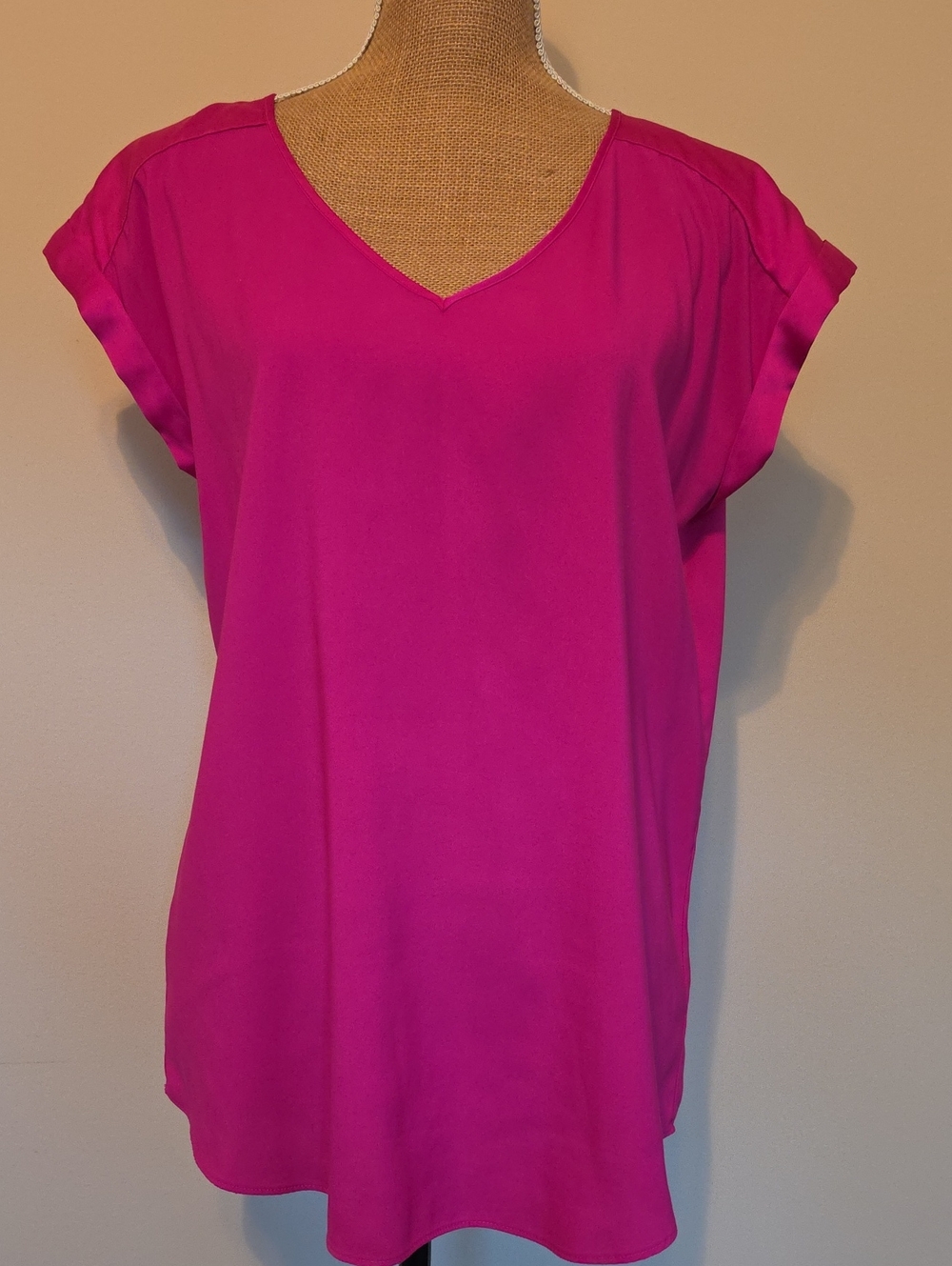 Express V-Neck Blouse in Bright Fuchsia